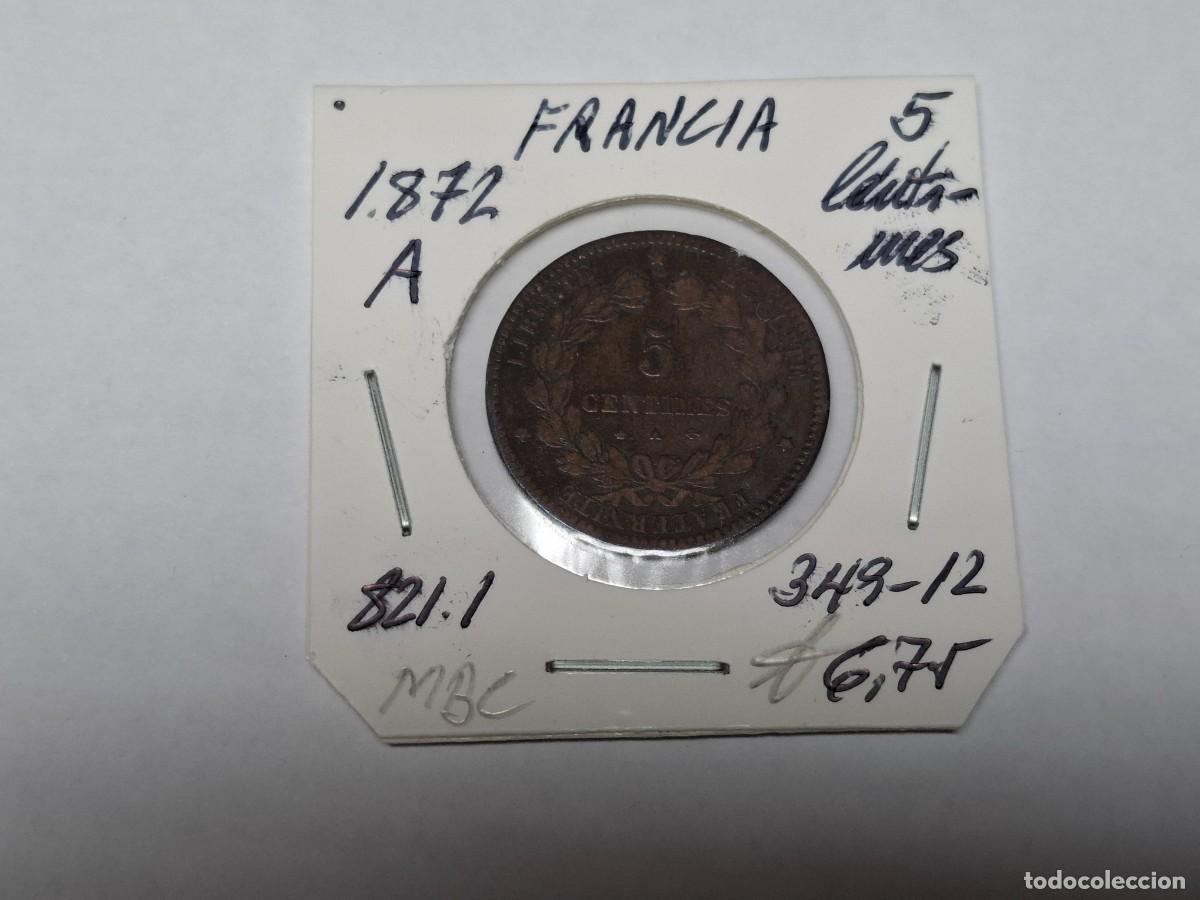 Monedas antiguas de Europa: 5 CENTIMOS de 1872 A KM 821.1 FRANCIA en MBC