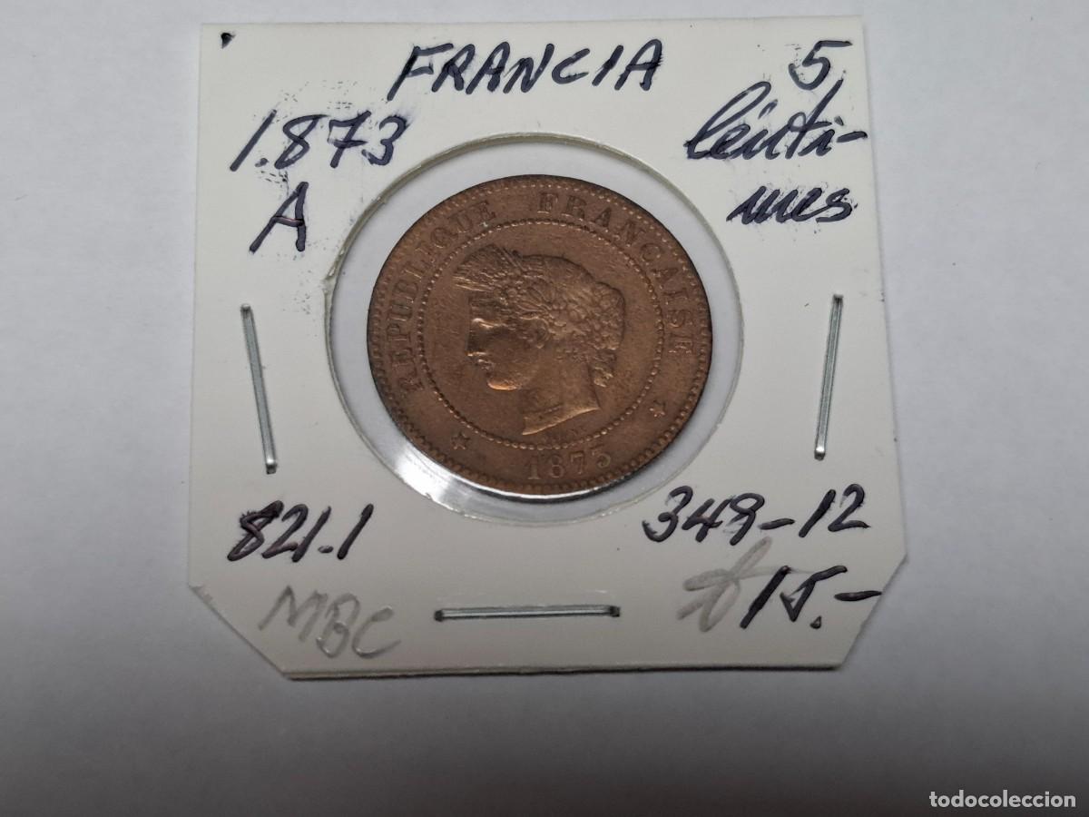 Monedas antiguas de Europa: 5 CENTIMOS de 1873 A KM 821.1 FRANCIA en MBC
