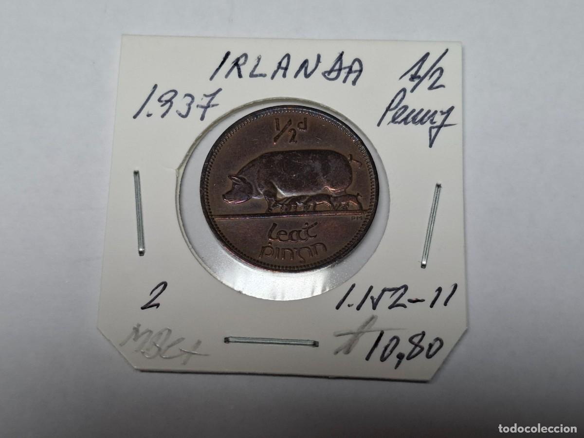 Monedas antiguas de Europa: 1/2 PENNY de 1937 Km 2 IRLANDA en MBC+