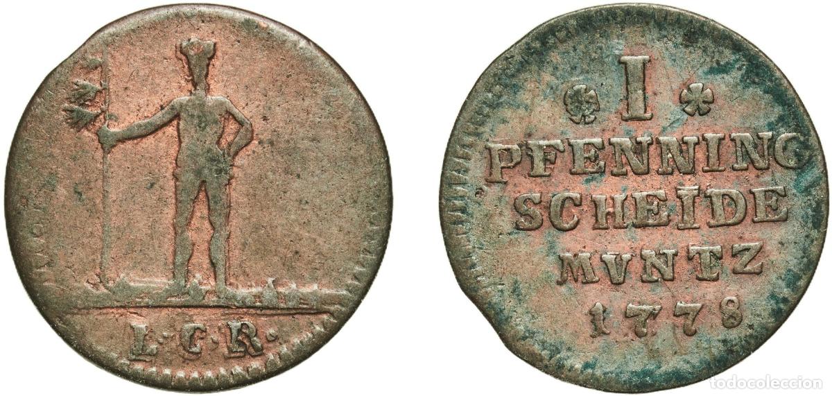 Monedas antiguas de Europa: Germany Principality of Brunswick-Wolfenb&uuml;ttel German states 1778 LCR 1 Pfenning - Charles I Copper