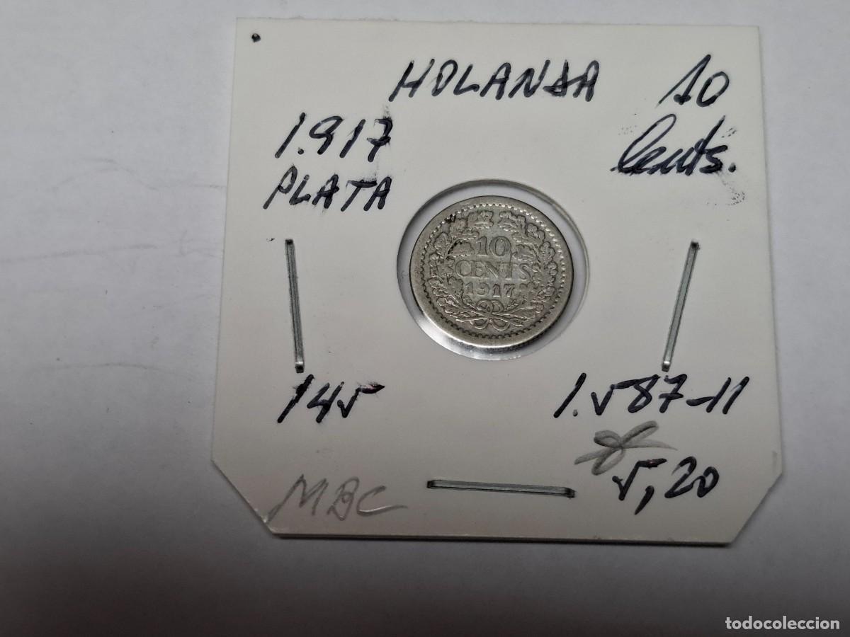 Monedas antiguas de Europa: 10 CENTIMOS de PLATA de 1917 KM 145 HOLANDA en MBC