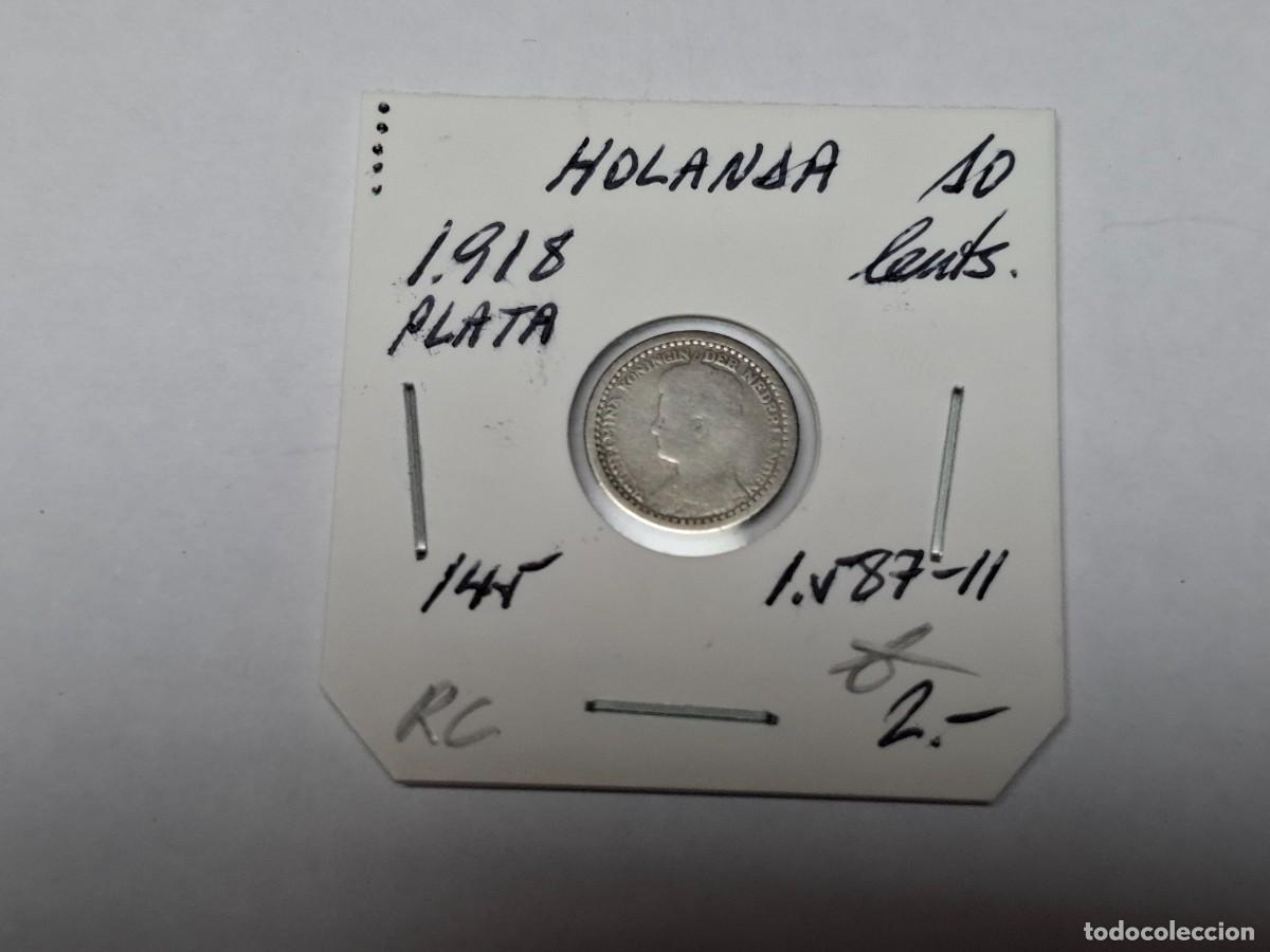 Monedas antiguas de Europa: 10 CENTIMOS de PLATA de 1918 KM 145 HOLANDA en RC