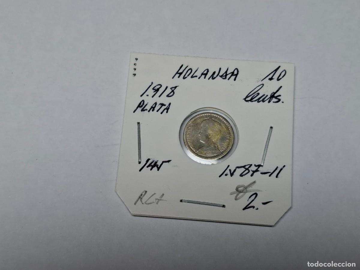 Monedas antiguas de Europa: 10 CENTIMOS de PLATA de 1918 KM 145 HOLANDA en RC+