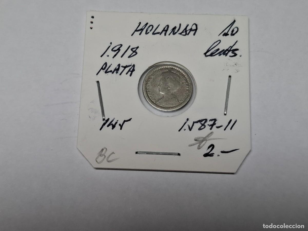 Monedas antiguas de Europa: 10 CENTIMOS de PLATA de 1918 KM 145 HOLANDA en BC