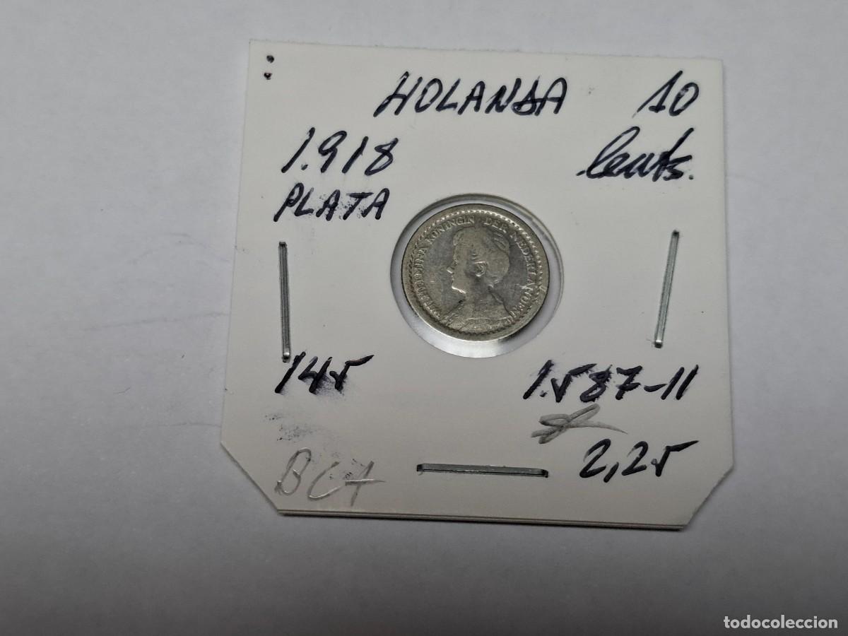 Monedas antiguas de Europa: 10 CENTIMOS de PLATA de 1918 KM 145 HOLANDA en BC+