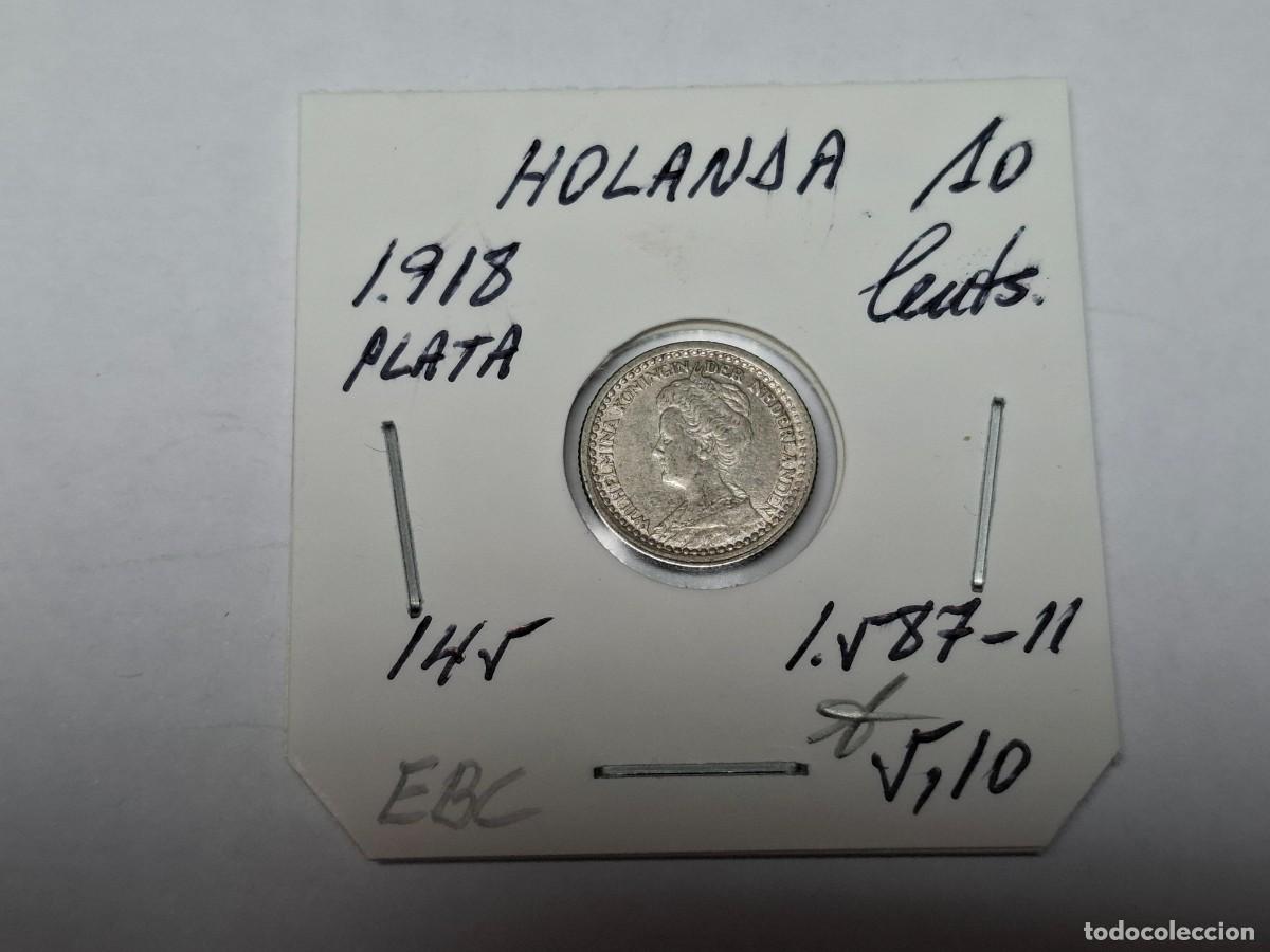 Monedas antiguas de Europa: 10 CENTIMOS de PLATA de 1918 KM 145 HOLANDA en EBC