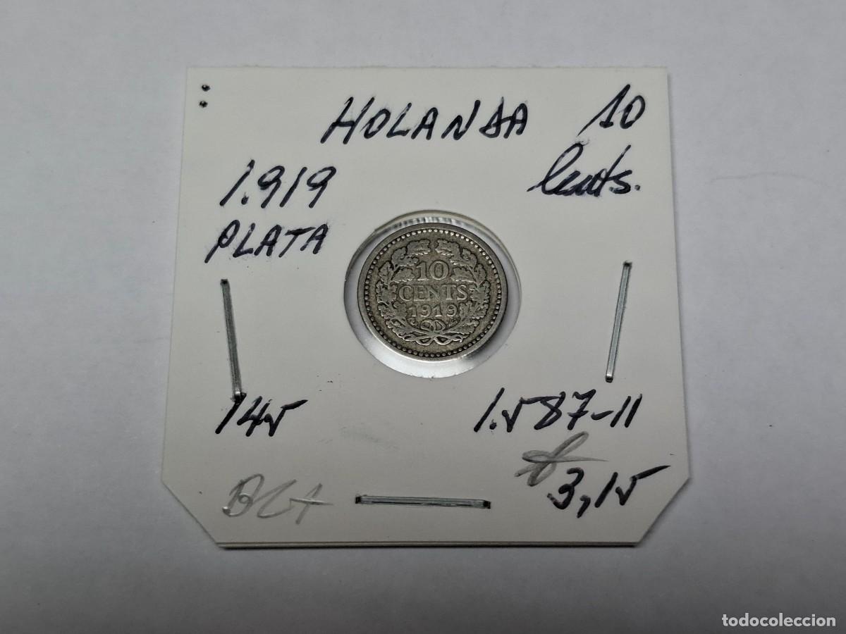 Monedas antiguas de Europa: 10 CENTIMOS de PLATA de 1919 KM 145 HOLANDA en BC+