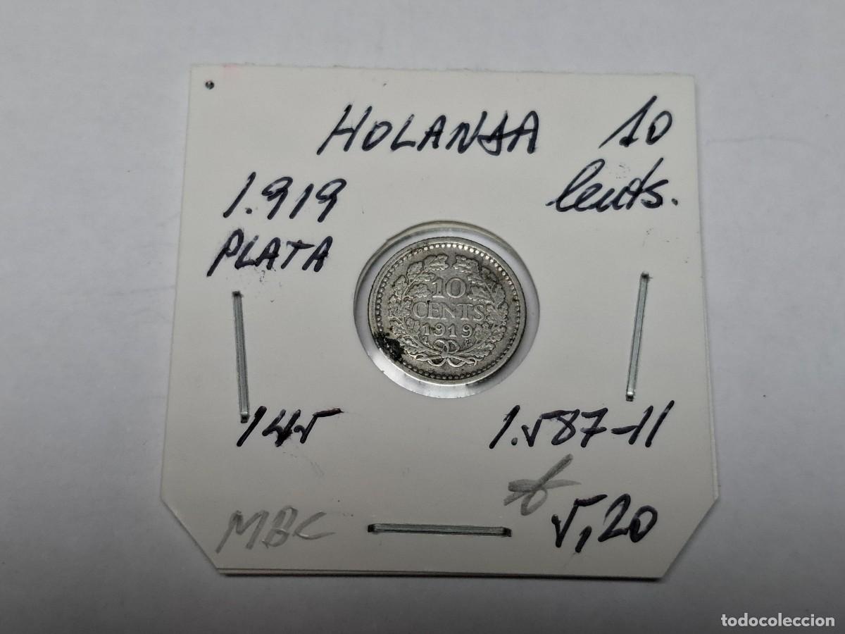 Monedas antiguas de Europa: 10 CENTIMOS de PLATA de 1919 KM 145 HOLANDA en MBC