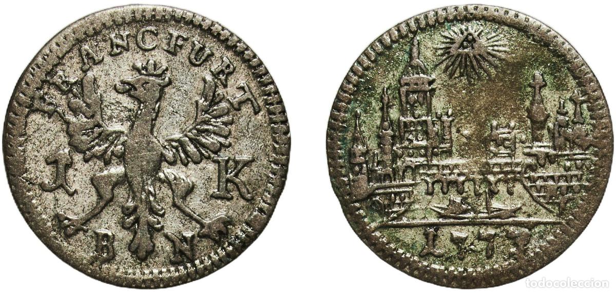 Monedas antiguas de Europa: Germany Free imperial city of Frankfurt German states 1773 1 Kreuzer Silver 0.59g XF KM 253 Sch&ouml;n