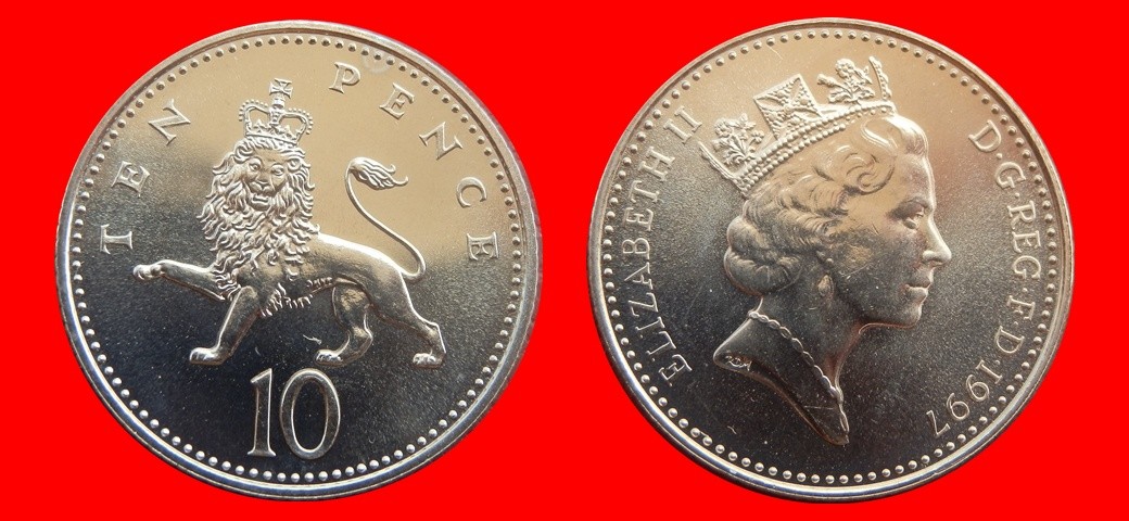 Monedas antiguas de Europa: 10 PENIQUES PENCE 1997 SIN CIRCULAR PROCEDENTE DE BLISTER INGLATERRA REINO UNIDO-9534SC