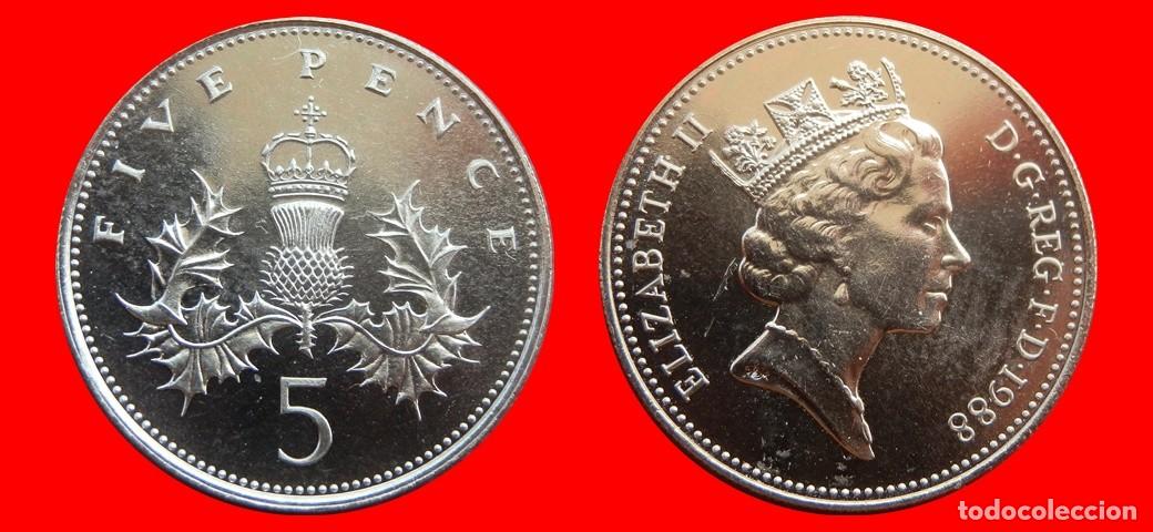 Monedas antiguas de Europa: 5 PENIQUES PENCE 1988 SIN CIRCULAR PROCEDENTE DE BLISTER INGLATERRA REINO UNIDO-9535SC