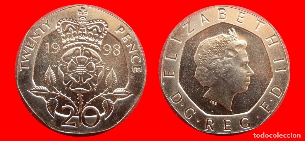 Monedas antiguas de Europa: 20 PENIQUES PENCE 1998 SIN CIRCULAR PROCEDENTE DE BLISTER INGLATERRA REINO UNIDO-9543SC