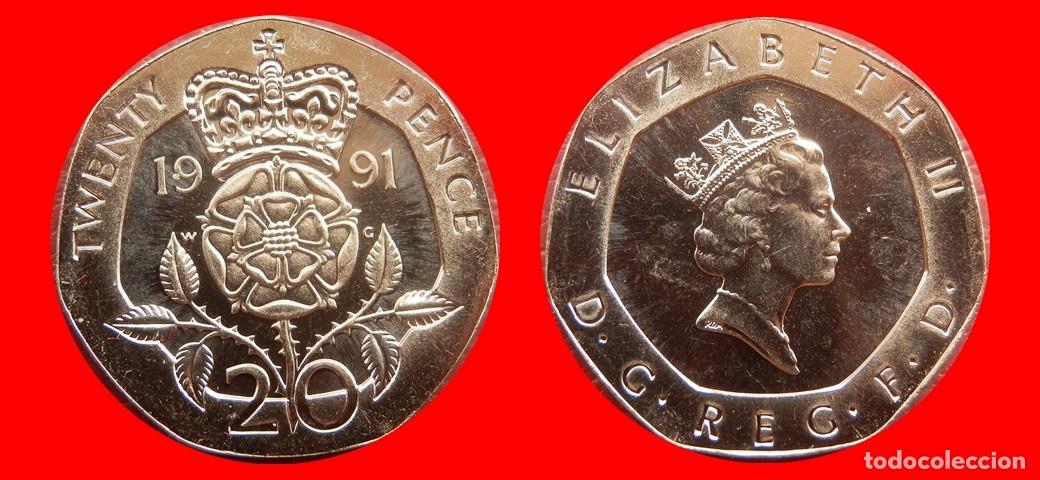 Monedas antiguas de Europa: 20 PENIQUES PENCE 1991 SIN CIRCULAR PROCEDENTE DE BLISTER INGLATERRA REINO UNIDO-9548SC