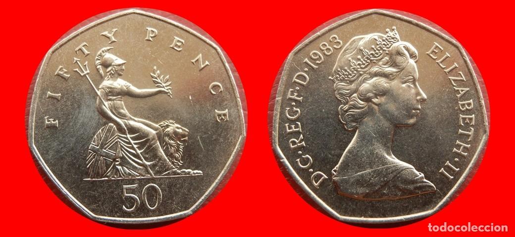 Monedas antiguas de Europa: 50 PENIQUES PENCE 1983 SIN CIRCULAR PROCEDENTE DE BLISTER INGLATERRA REINO UNIDO-9550SC