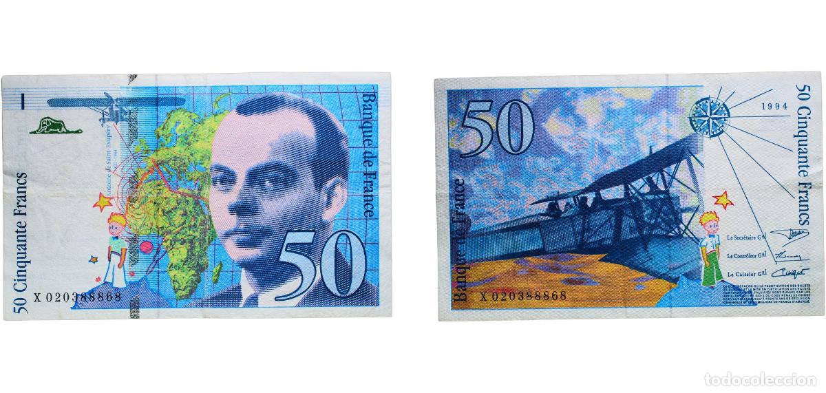 Monedas antiguas de Europa: France Fifth Republic 1994 50 Francs - Saint-Exup&eacute;ry (type 1992 modified) Paper XF P 157A Fay 73