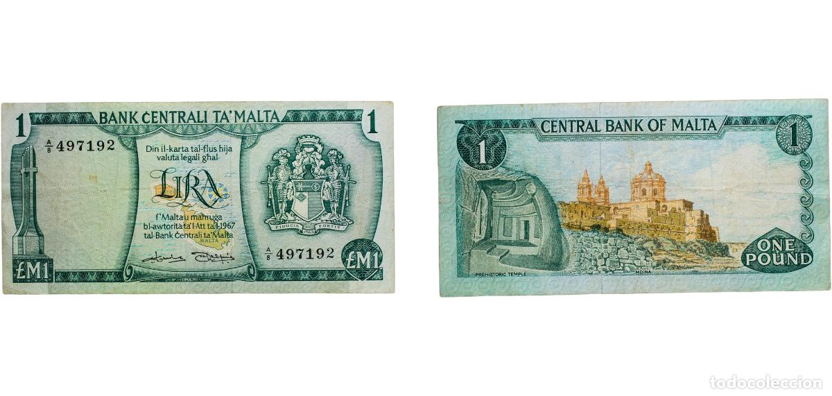Monedas antiguas de Europa: Malta Republic 1973 1 Lira Paper VF P 31e