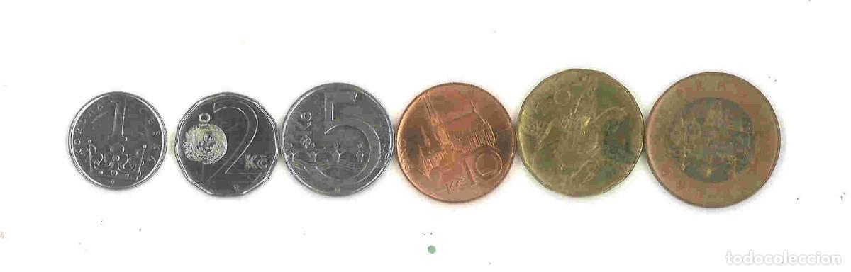 Monedas antiguas de Europa: Rep&uacute;blica Checa. 6 monedas diferentes actuales