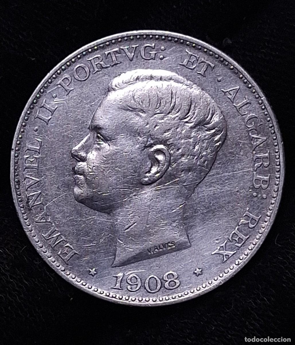Monedas antiguas de Europa: Portugal - 500 Reis 1908 - Rey Manuel II - PLATA