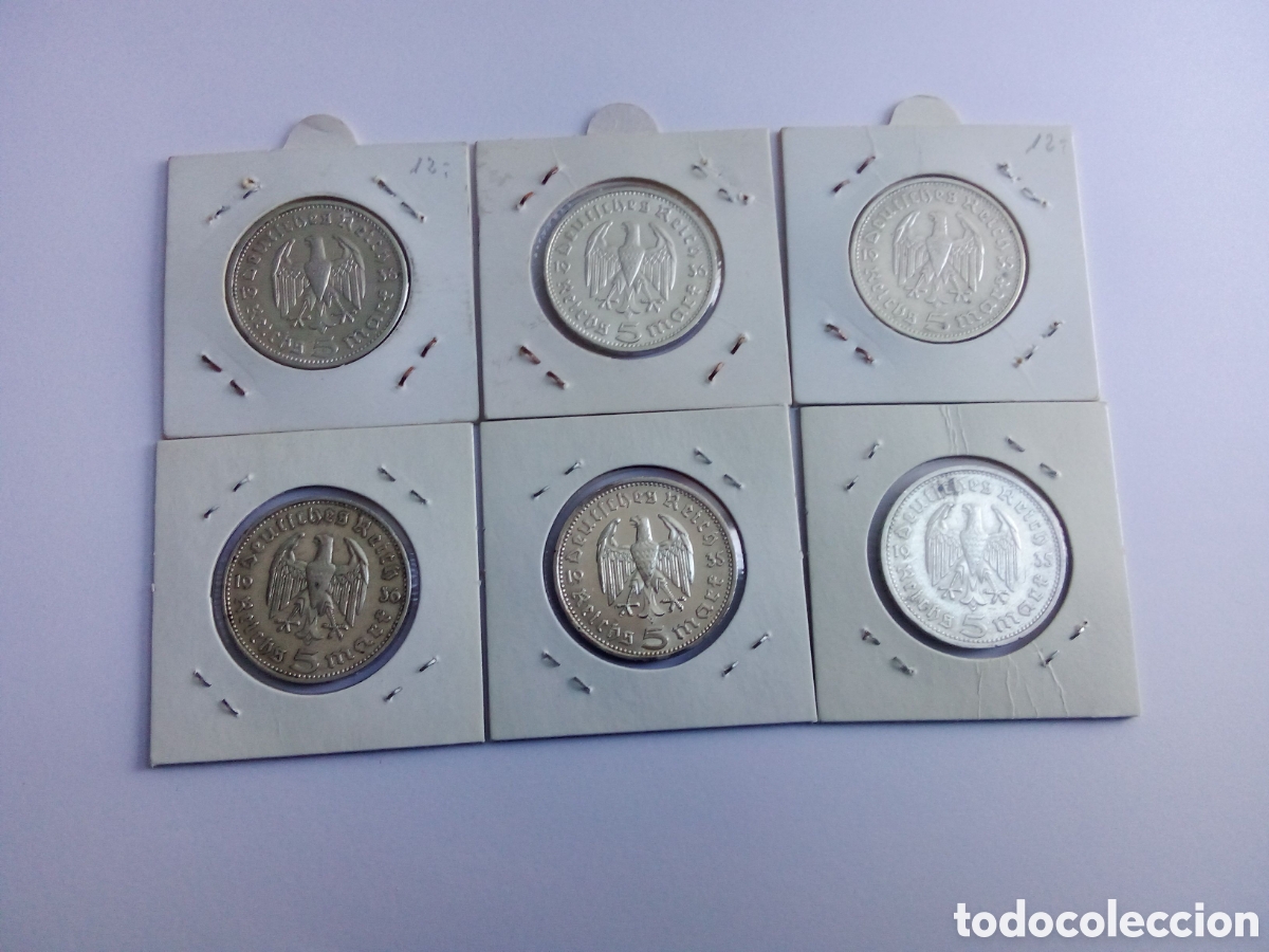 Monedas antiguas de Europa: Lote 6 Marcos plata Alemania