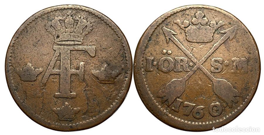 Monedas antiguas de Europa: SUECIA - 1 ORE - 1760 SM - COBRE - VF20