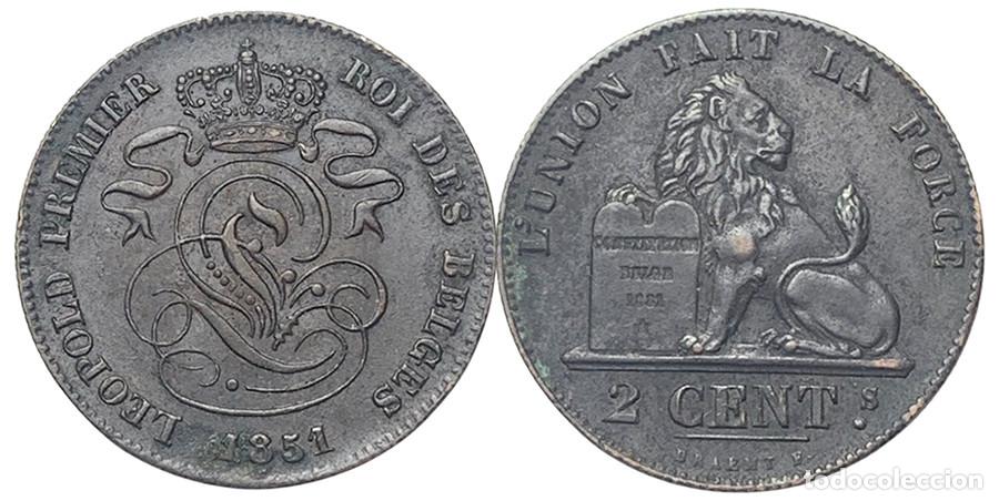 Monedas antiguas de Europa: B&Eacute;LGICA - 2 CENTS - 1851 - LEOPOLDO I - XF40 - COBRE