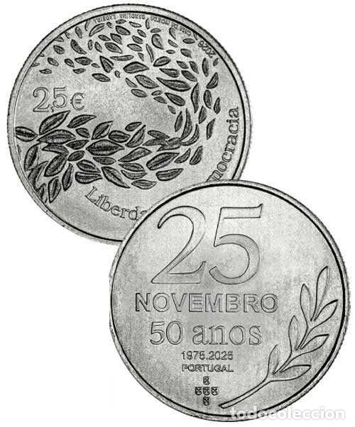 Monedas antiguas de Europa: 2,50 euros PORTUGAL 2026 -50 Aniversario LIBERTAD y DEMOCRACIA 25 noviembre 1975
