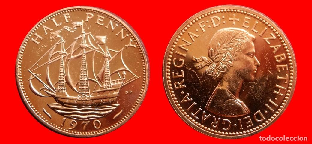 Monedas antiguas de Europa: 1/2 PENIQUE PENNY 1970 SIN CIRCULAR PROOF PROCEDENTE DE BLISTER INGLATERRA REINO UNIDO-9227SC