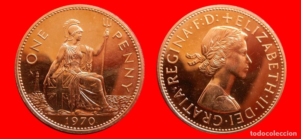 Monedas antiguas de Europa: 1 PENIQUE PENNY 1970 SIN CIRCULAR PROOF PROCEDENTE DE BLISTER INGLATERRA REINO UNIDO-9228SC