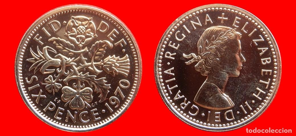 Monedas antiguas de Europa: 6 PENIQUES PENCE 1970 SIN CIRCULAR PROOF PROCEDENTE DE BLISTER INGLATERRA REINO UNIDO-9230SC