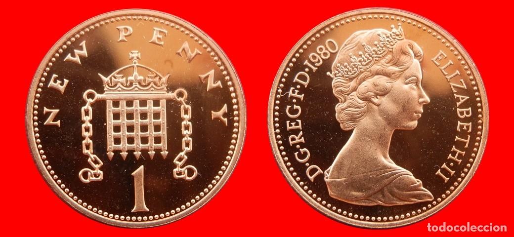 Monedas antiguas de Europa: 1 PENIQUE PENNY 1980 SIN CIRCULAR PROOF PROCEDENTE DE BLISTER INGLATERRA REINO UNIDO-9291SC