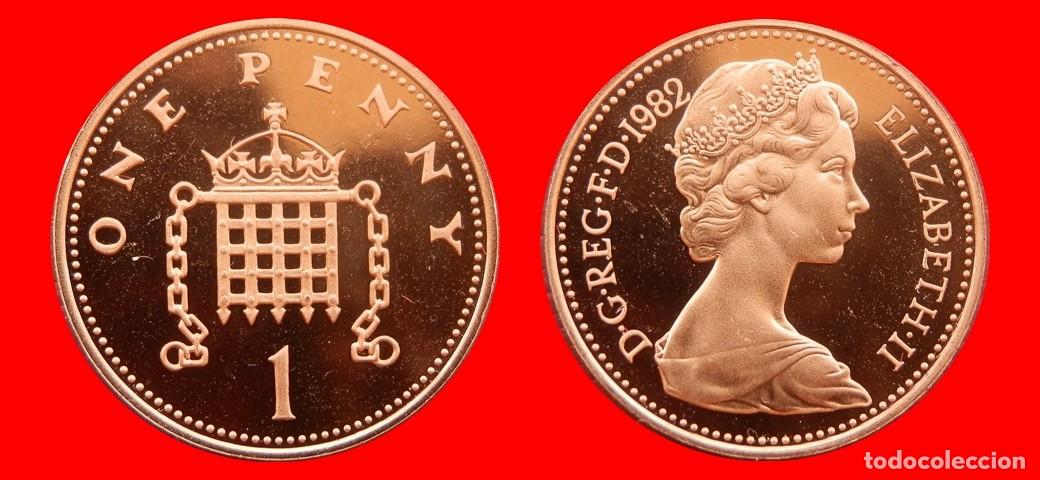 Monedas antiguas de Europa: 1 PENIQUE PENNY 1982 SIN CIRCULAR PROOF PROCEDENTE DE BLISTER INGLATERRA REINO UNIDO-9292SC