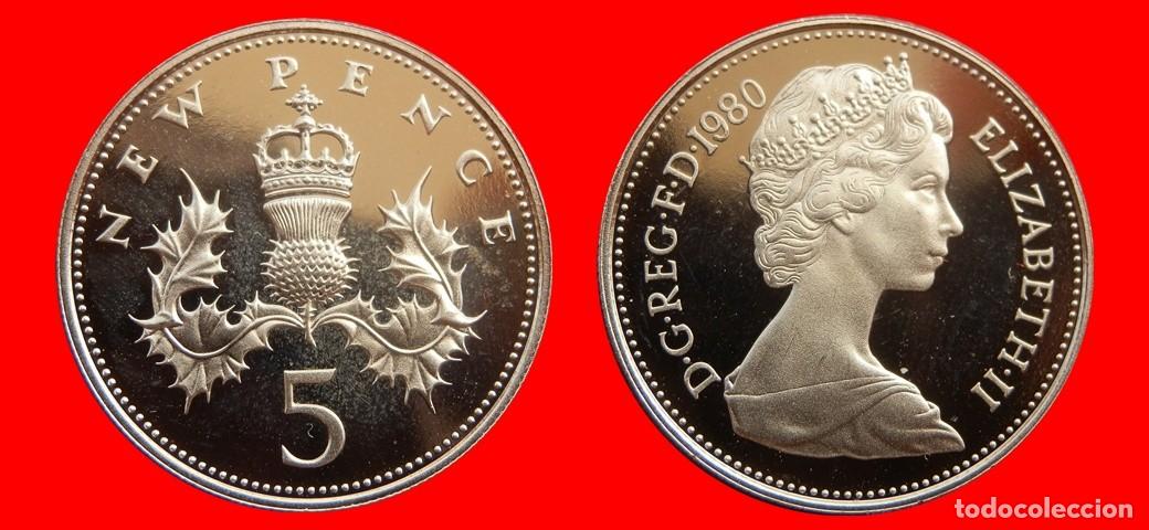 Monedas antiguas de Europa: 5 PENIQUES PENCE 1980 SIN CIRCULAR PROOF PROCEDENTE DE BLISTER INGLATERRA REINO UNIDO-9306SC