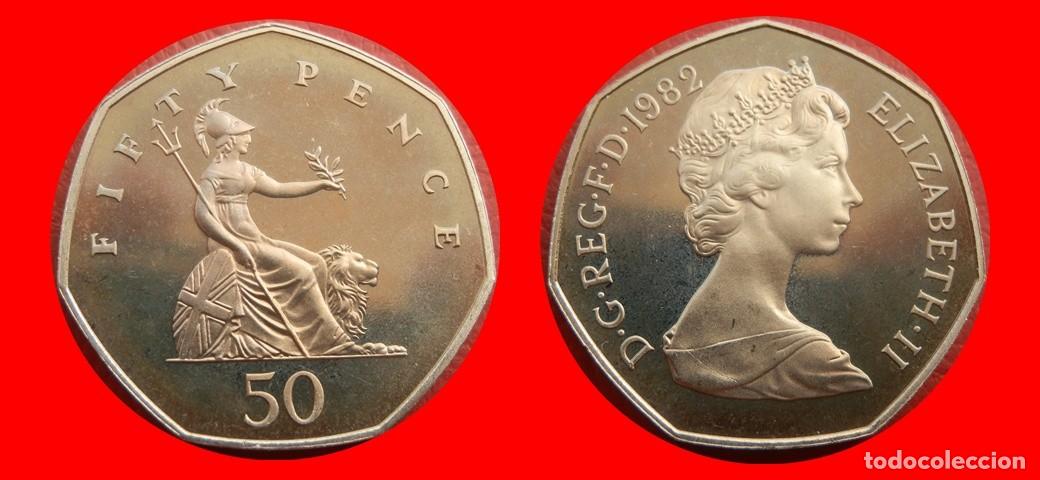 Monedas antiguas de Europa: 50 PENIQUES PENCE 1982 SIN CIRCULAR PROOF PROCEDENTE DE BLISTER INGLATERRA REINO UNIDO-9323SC