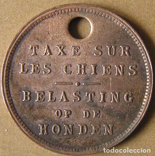 Monedas antiguas de Europa: FICHA DE COBRE - TASA PARA PERROS - B&Eacute;LGICA 1926