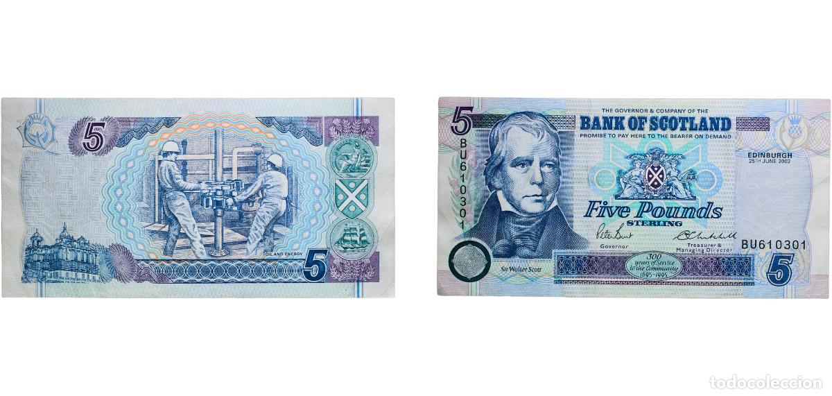 Monedas antiguas de Europa: Great Britain Scotland Kingdom 2002 5 Pounds (Bank of Scotland) Paper AU P 119