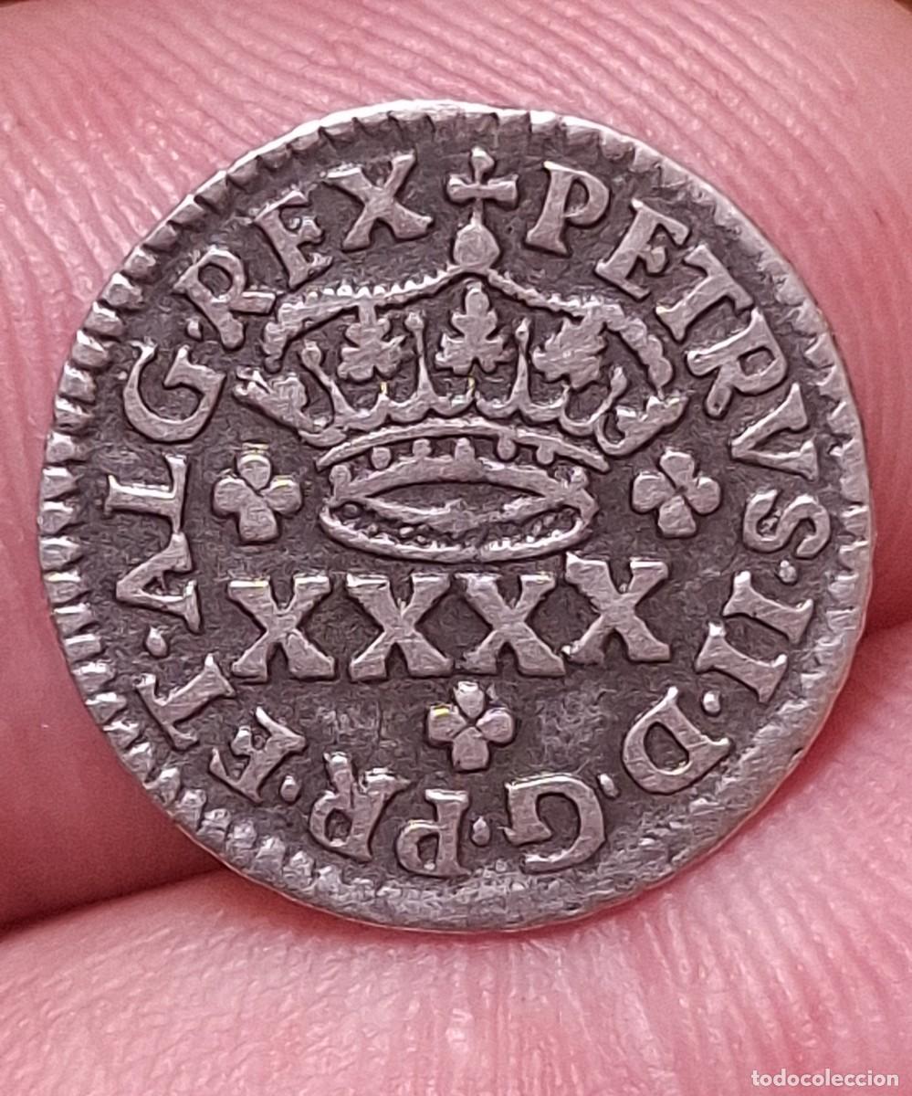 Monedas antiguas de Europa: Portugal - Meio tost&atilde;o -Rey Pedro II - PLATA RARA