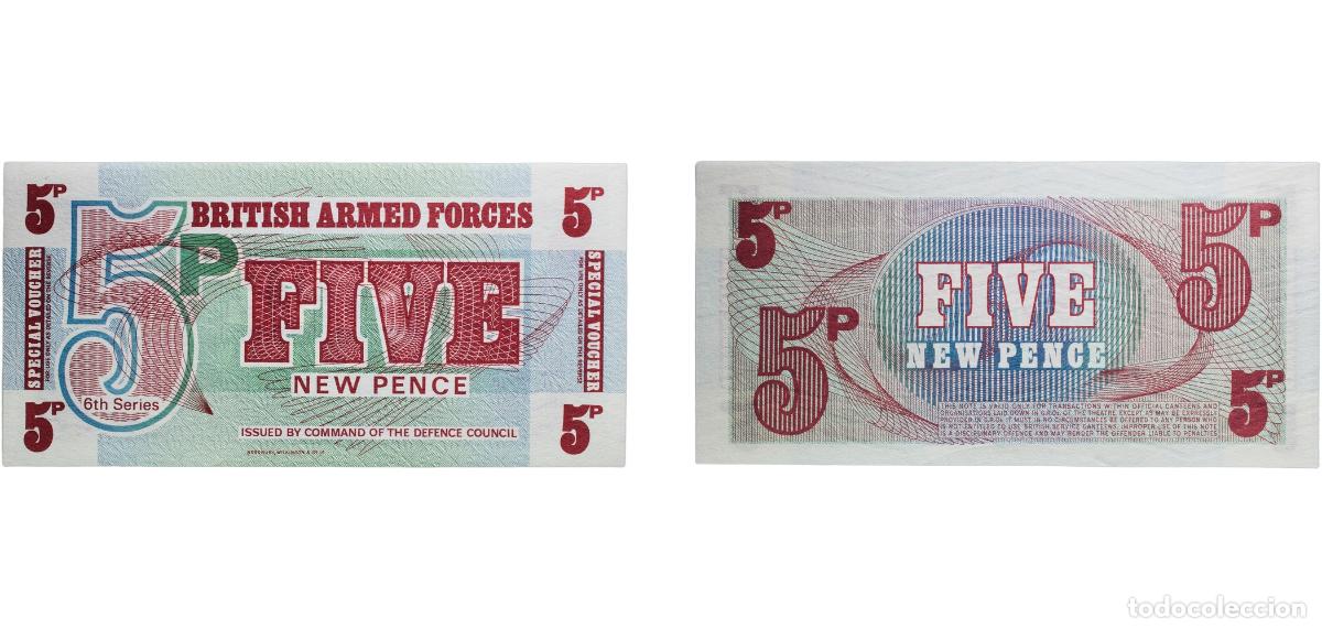 Monedas antiguas de Europa: Great Britain United Kingdom Kingdom ND (1972) 5 New Pence - British Armed Forces Paper UNC P# M44