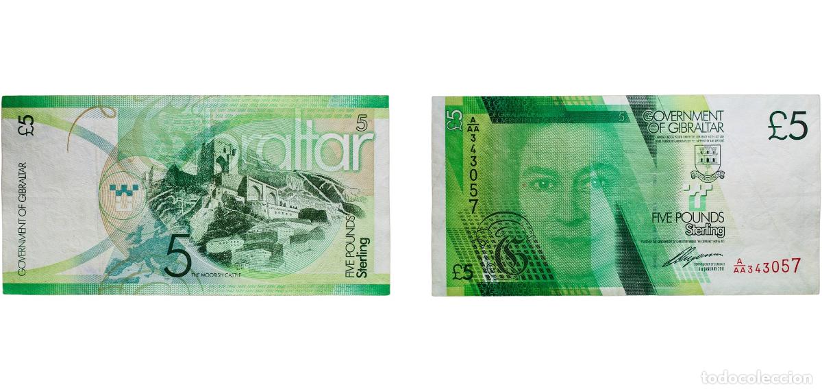 Monedas antiguas de Europa: Gibraltar British Overseas Territory 2011 5 Pounds - Elizabeth II (The Moorish Castle) Paper XF P 3