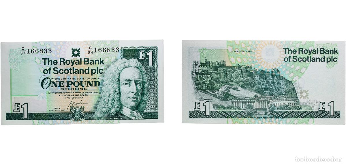Monedas antiguas de Europa: Great Britain Scotland Kingdom 2001 1 Pound (Royal Bank of Scotland) Paper AU P 351 P 357