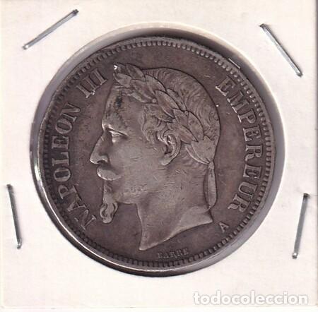 Monedas antiguas de Europa: FRANCIA. Moneda de 5 Fr. de Plata de 1870-A. BC.