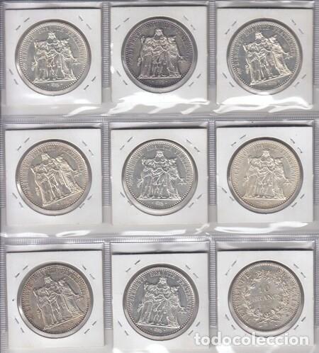 Monedas antiguas de Europa: FRANCIA. Colecci&oacute;n de nueve monedas de 10 Fr. de Plata de 1965/73. EBC/SC.
