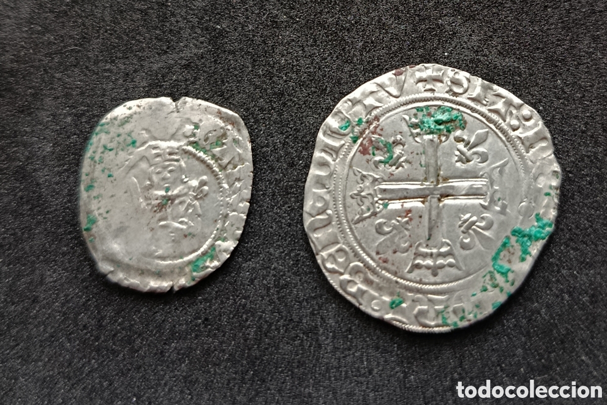 Monedas antiguas de Europa: LOTE DE 2 MONEDAS FRANCIA CARLOS VII 1483-1498 1 KAROLUS Y OTRA A CATALOGAR VELLON