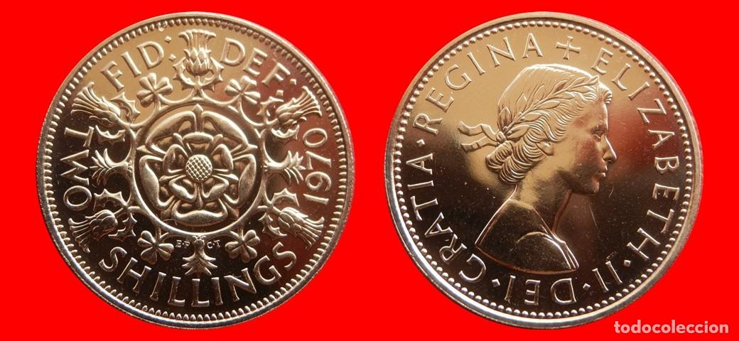 Monedas antiguas de Europa: 1 FLORIN 2 SHILLINGS 1970 SIN CIRCULAR PROOF PROCEDENTE DE BLISTER INGLATERRA REINO UNIDO-9233SC