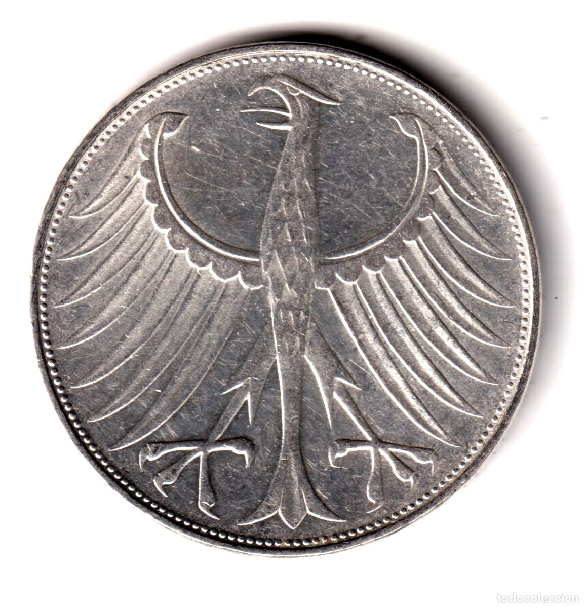 Monedas antiguas de Europa: ALEMANIA 5 marcos plata 1972 G - 5 mark silver