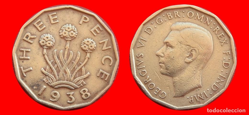 Monedas antiguas de Europa: 3 PENIQUES PENCE 1938 INGLATERRA REINO UNIDO-154151
