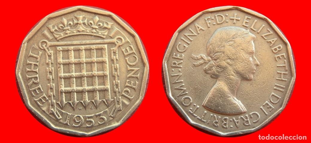 Monedas antiguas de Europa: 3 PENIQUES PENCE 1953 INGLATERRA REINO UNIDO-154154