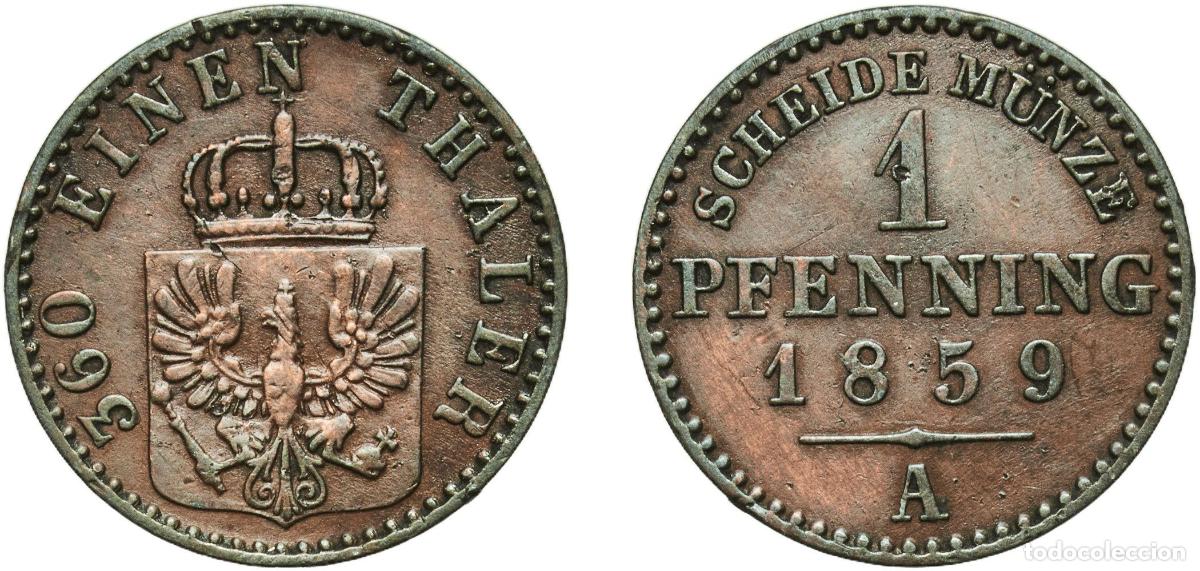 Monedas antiguas de Europa: Germany Kingdom of Prussia Kingdom of Prussia Second Empire 1859 A 1 Pfenning - Frederick William I