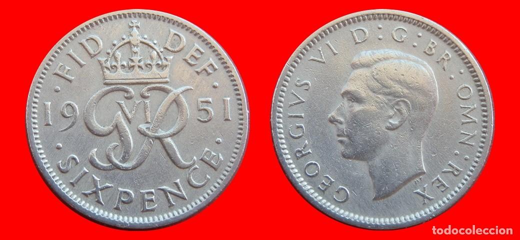 Monedas antiguas de Europa: 6 PENIQUES PENCE 1951 INGLATERRA REINO UNIDO-154156