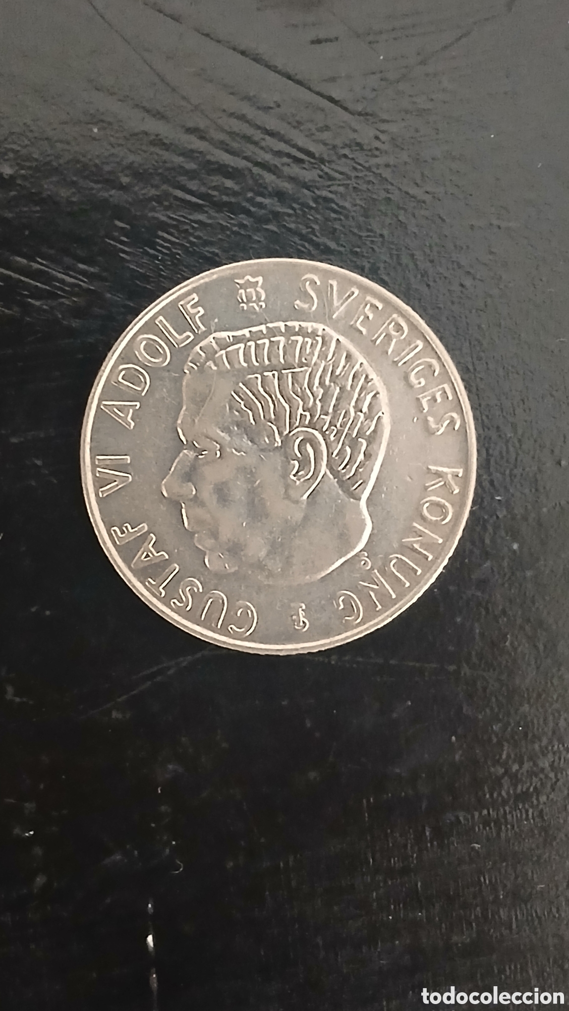 Monedas antiguas de Europa: 1 Corona Suecia 1957 Gustaf VI Adolf plata