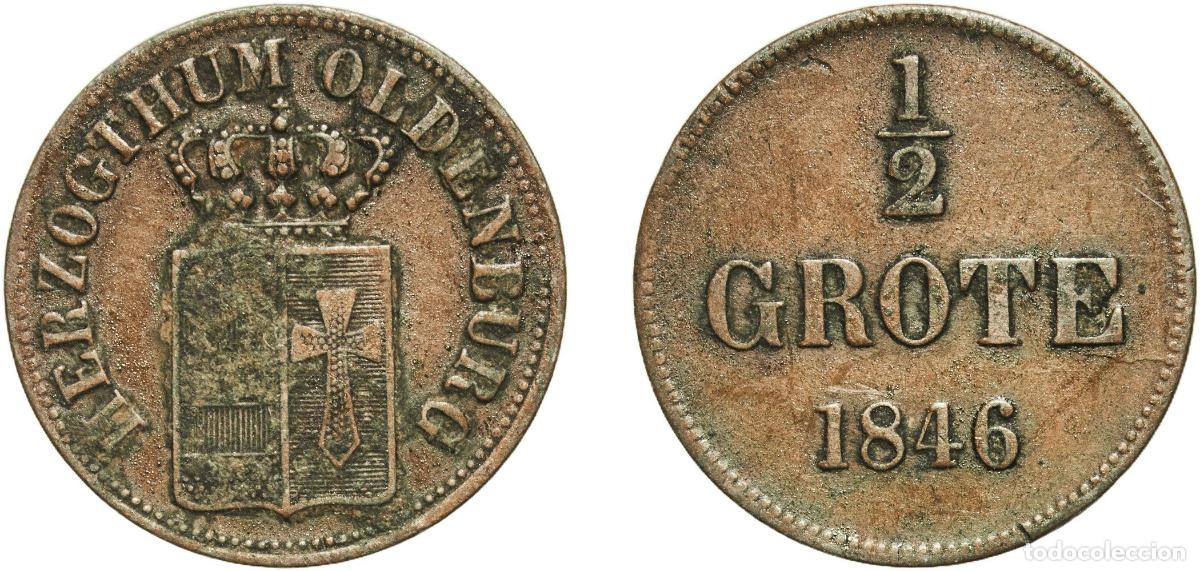 Monedas antiguas de Europa: Germany Grand duchy of Oldenburg German states 1846 &frac12; Grote - Paul Frederick August Copper Hanover